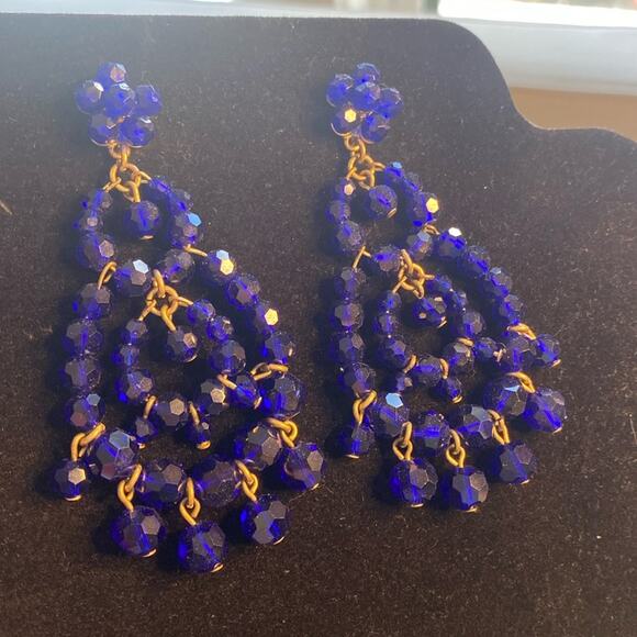 J. Crew Jewelry - J CREW royal blue faceted earrings